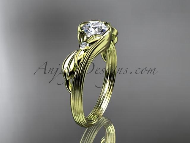 Unique 14kt yellow gold diamond floral engagement ring ADLR324 - AnjaysDesigns