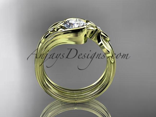 Unique 14kt yellow gold diamond floral engagement set with a "Forever One" Moissanite center stone ADLR324S - AnjaysDesigns