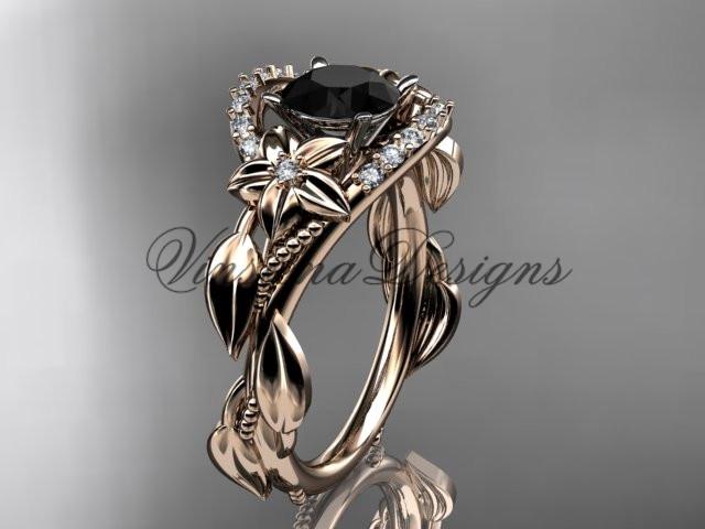 14k rose gold diamond engagement ring. Enhanced Black Diamond ADLR326