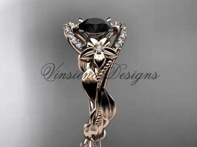 14k rose gold diamond engagement ring. Enhanced Black Diamond ADLR326