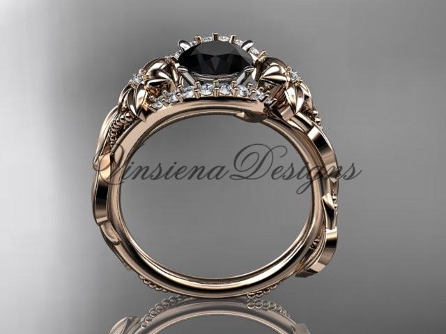 14k rose gold diamond engagement ring. Enhanced Black Diamond ADLR326