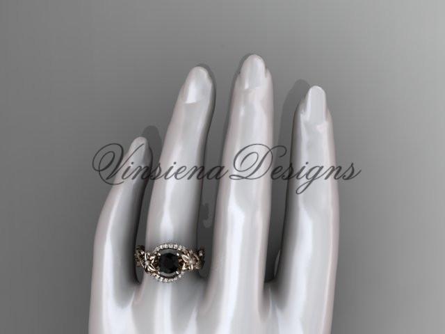 14k rose gold diamond engagement ring. Enhanced Black Diamond ADLR326