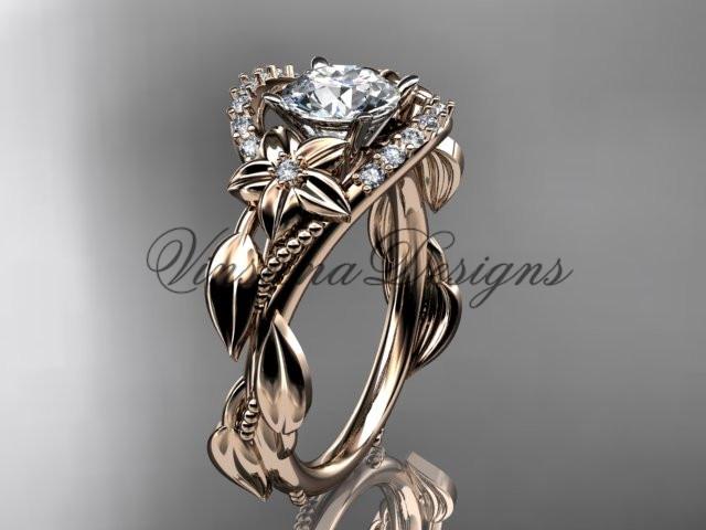 14k rose gold diamond engagement ring "Forever One" Moissanite ADLR326