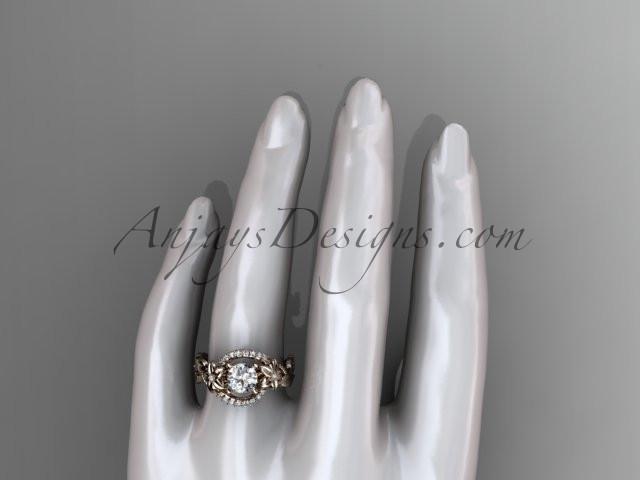 14kt rose gold diamond unique engagement ring, wedding ring ADLR326 - AnjaysDesigns