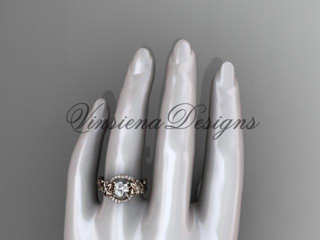 14k rose gold diamond engagement ring "Forever One" Moissanite ADLR326