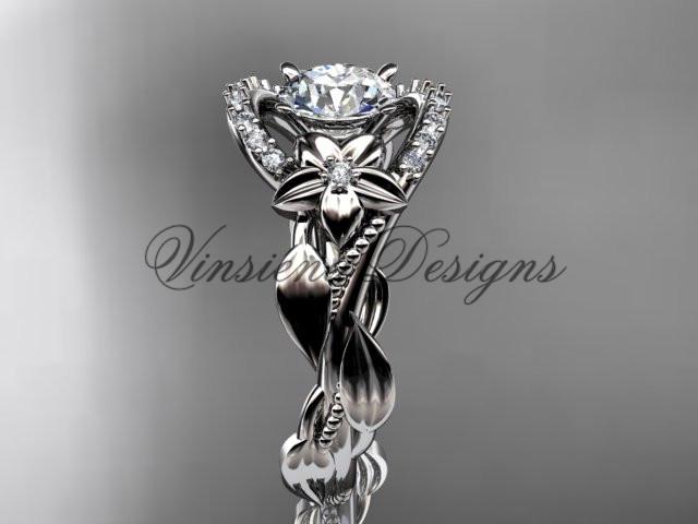 Platinum diamond engagement ring "Forever One" Moissanite ADLR326