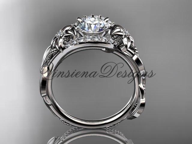 Platinum diamond engagement ring "Forever One" Moissanite ADLR326