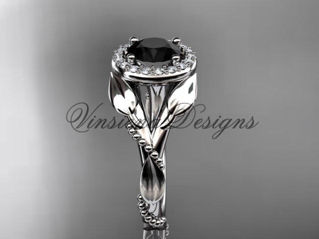 14kt white gold diamond engagement ring. Enhanced Black Diamond ADLR328