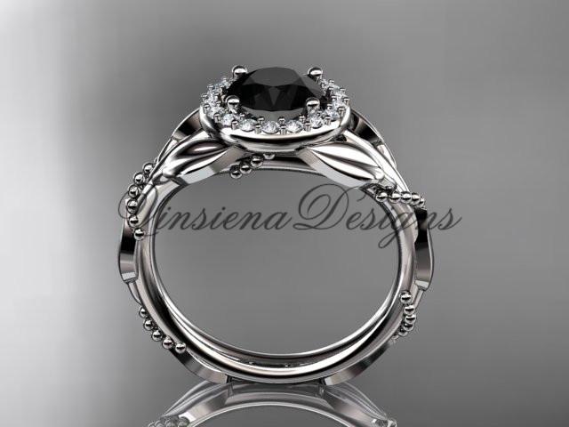 14kt white gold diamond engagement ring. Enhanced Black Diamond ADLR328