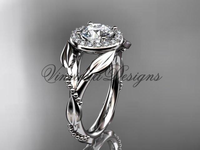Platinum diamond leaf and vine wedding ring, engagement ring ADLR328P