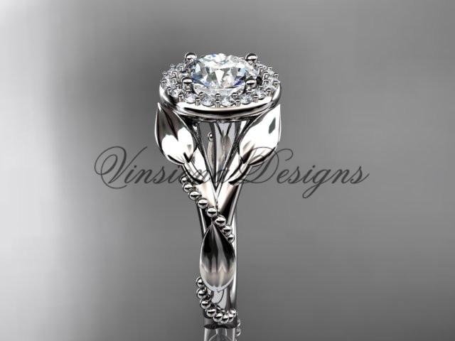 Platinum diamond leaf and vine wedding ring, engagement ring ADLR328P