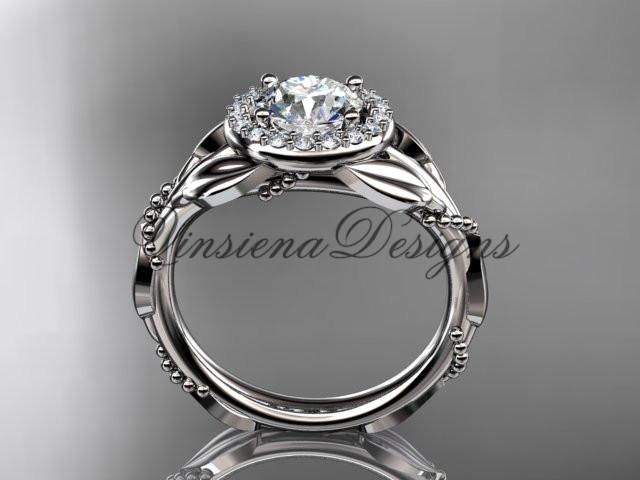 Platinum diamond leaf and vine wedding ring, engagement ring ADLR328P