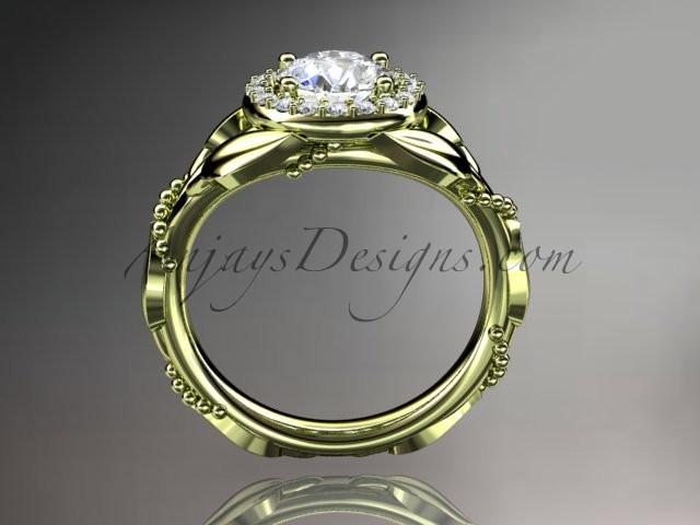 14kt yellow gold diamond leaf and vine wedding ring, engagement ring ADLR328 - AnjaysDesigns