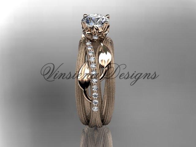 14kt rose gold diamond engagement ring "Forever One" Moissanite ADLR329