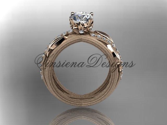 14kt rose gold diamond engagement ring "Forever One" Moissanite ADLR329
