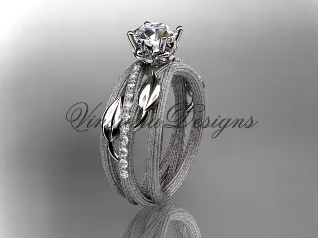 Platinum diamond engagement ring "Forever One" Moissanite ADLR329