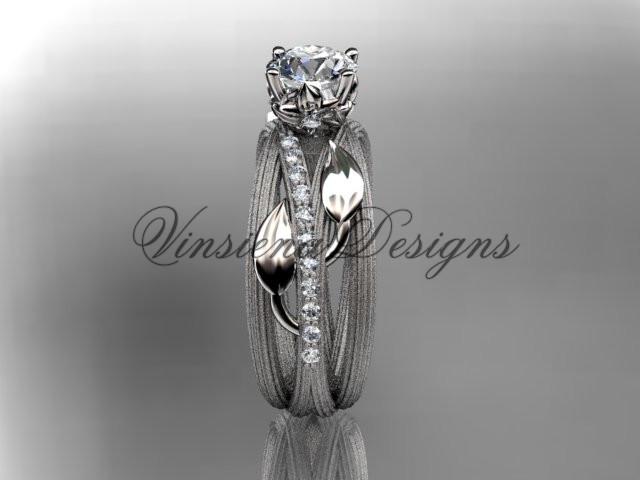 Platinum diamond engagement ring "Forever One" Moissanite ADLR329
