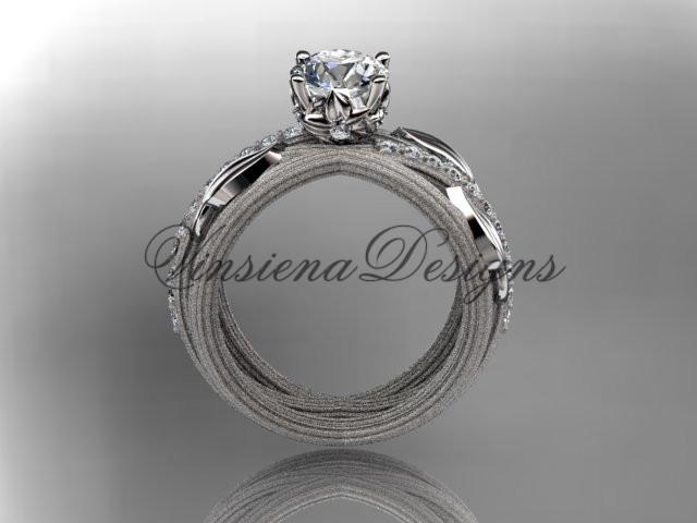 Platinum diamond engagement ring "Forever One" Moissanite ADLR329
