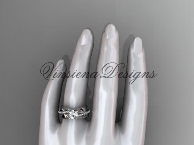 Platinum diamond engagement ring "Forever One" Moissanite ADLR329