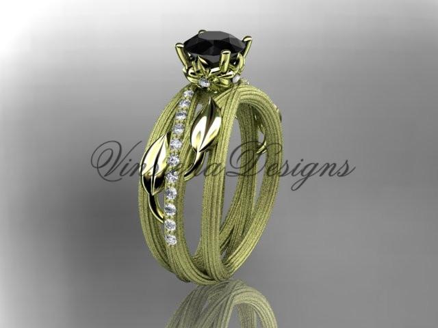14kt yellow gold diamond engagement ring. Enhanced Black Diamond ADLR329