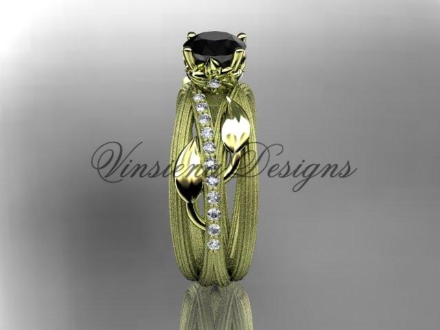 14kt yellow gold diamond engagement ring. Enhanced Black Diamond ADLR329