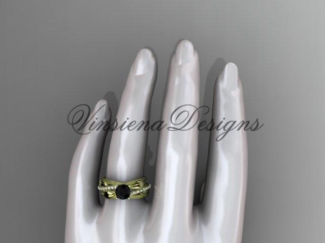 14kt yellow gold diamond engagement ring. Enhanced Black Diamond ADLR329