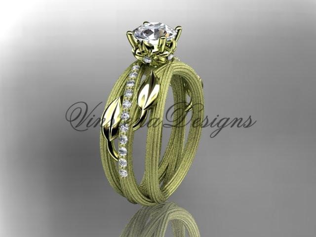 14kt yellow gold diamond engagement ring "Forever One" Moissanite ADLR329