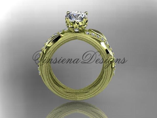 14kt yellow gold diamond engagement ring "Forever One" Moissanite ADLR329