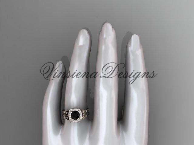14k rose gold diamond butterfly engagement,wedding ring, Black Diamond ADLR330