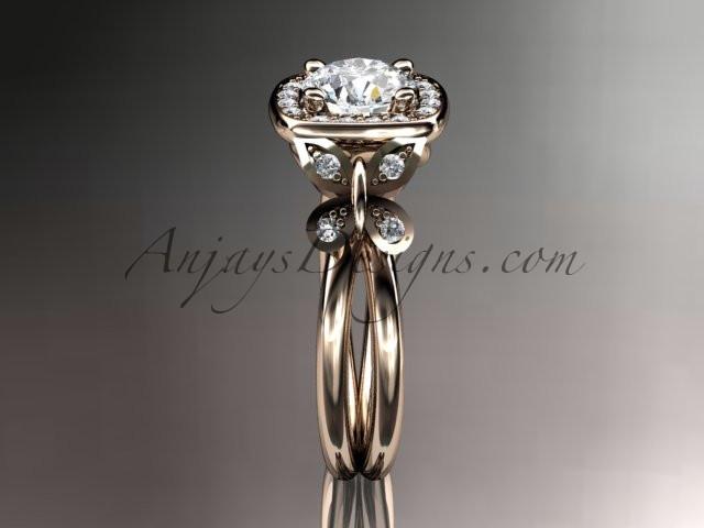 14kt rose gold diamond unique butterfly engagement ring, wedding ring ADLR330 - AnjaysDesigns