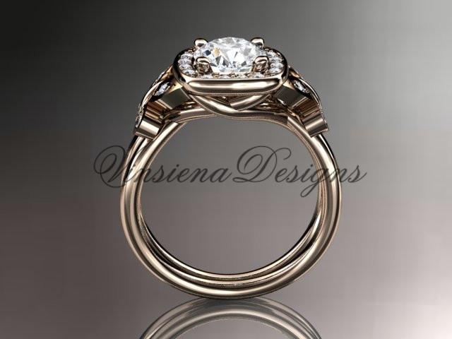 14k rose gold diamond butterfly engagement ring One Moissanite ADLR330