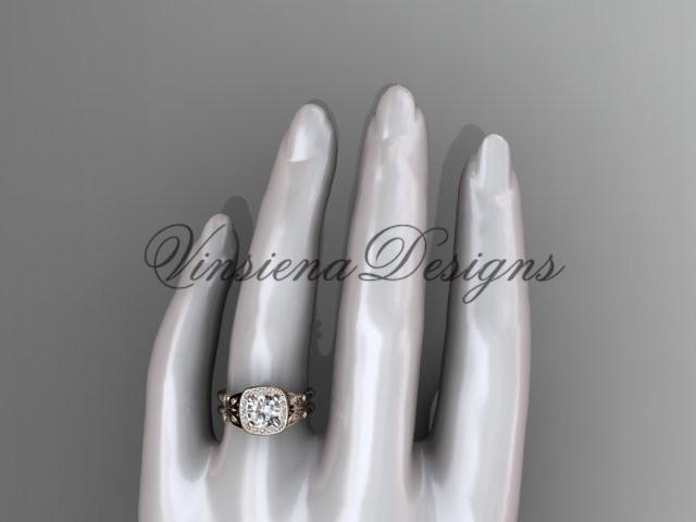 14k rose gold diamond butterfly engagement ring One Moissanite ADLR330