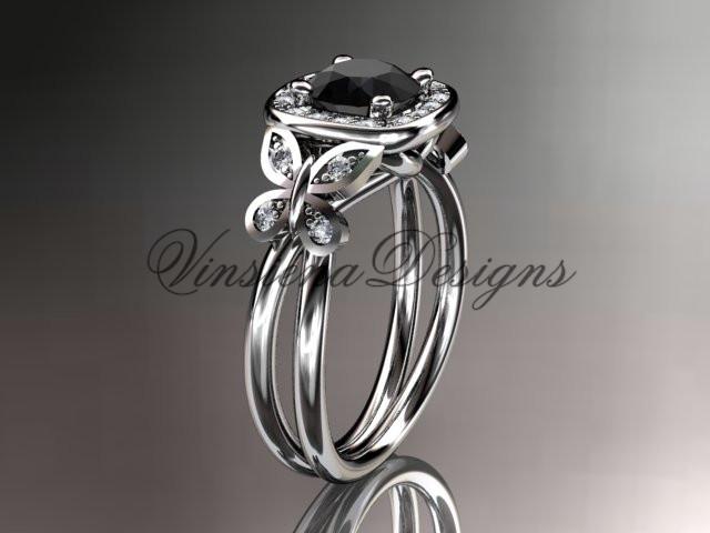 Platinum diamond engagement, wedding ring, Enhanced Black Diamond ADLR330