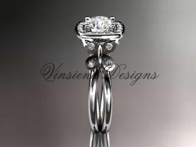 14k white gold diamond engagement ring. Enhanced Black Diamond ADLR330