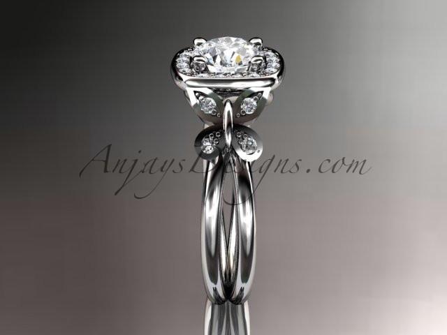 Platinum diamond unique butterfly engagement ring, wedding ring with a "Forever One" Moissanite center stone ADLR330 - AnjaysDesigns