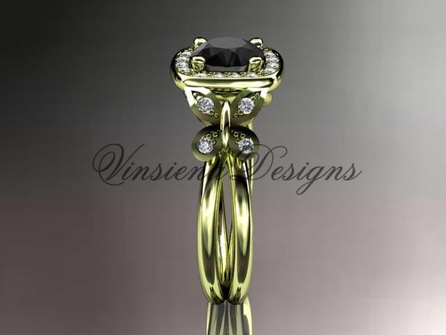 14k yellow gold diamond  engagement ring. Enhanced Black Diamond ADLR330