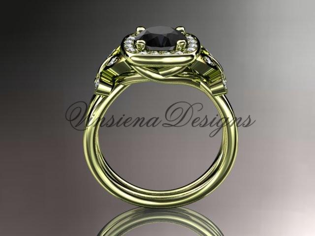 14k yellow gold diamond  engagement ring. Enhanced Black Diamond ADLR330