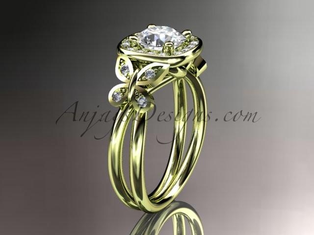 14kt yellow gold diamond unique butterfly engagement ring, wedding ring ADLR330 - AnjaysDesigns
