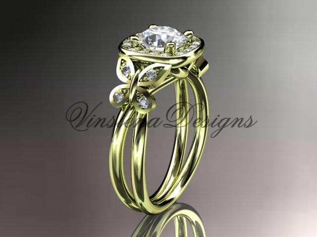 14k yellow gold diamond butterfly engagement ring, wedding ring  ADLR330