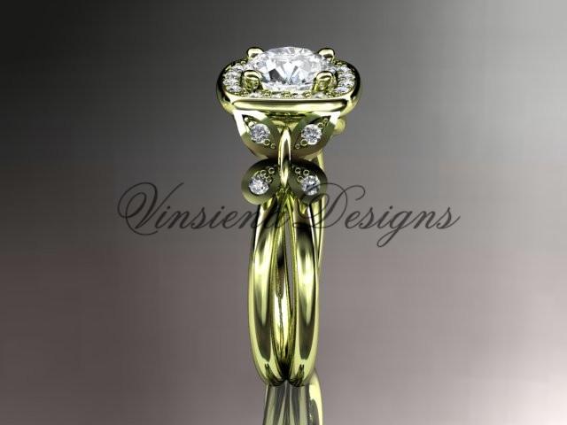 14k yellow gold diamond butterfly engagement ring, wedding ring  ADLR330