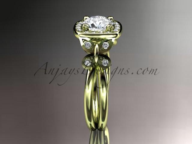 14kt yellow gold diamond unique butterfly engagement ring, wedding ring with a "Forever One" Moissanite center stone ADLR330 - AnjaysDesigns