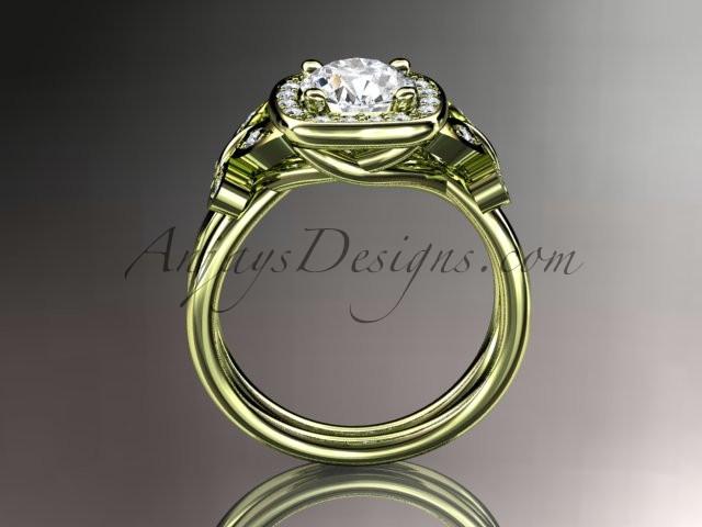 14kt yellow gold diamond unique butterfly engagement ring, wedding ring with a "Forever One" Moissanite center stone ADLR330 - AnjaysDesigns