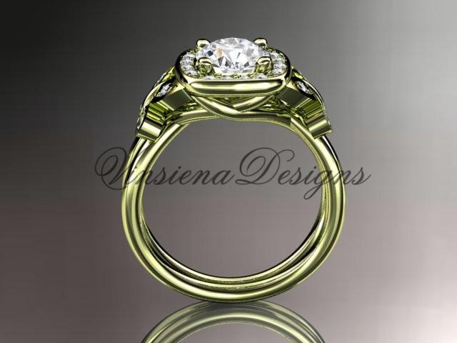 14k yellow gold diamond engagement rind "Forever One" Moissanite ADLR330