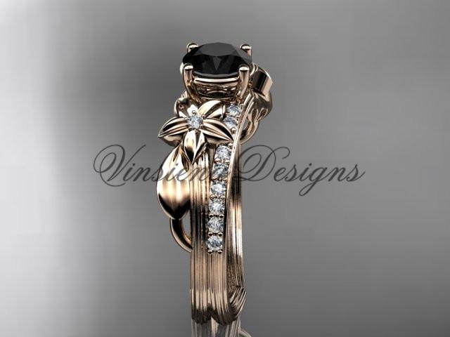 14kt rose gold diamond engagement ring, Enhanced Black Diamond ADLR331