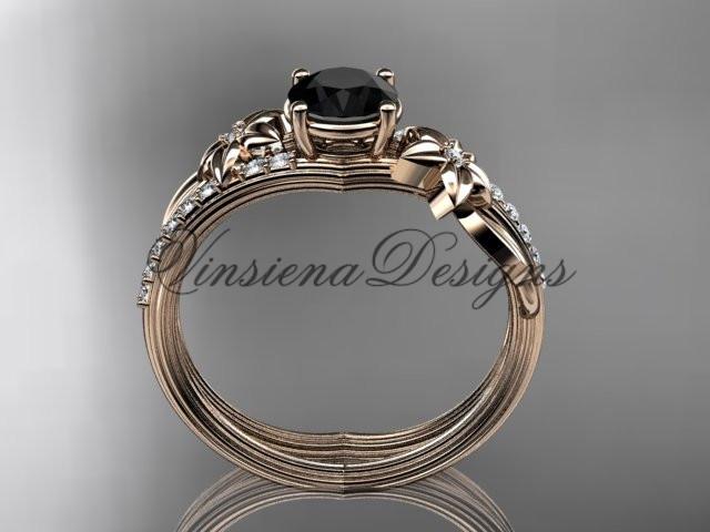 14kt rose gold diamond engagement ring, Enhanced Black Diamond ADLR331