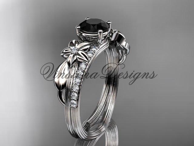 Platinum diamond wedding band, engagement ring, Enhanced Black Diamond ADLR331
