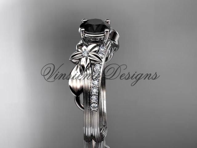 Platinum diamond wedding band, engagement ring, Enhanced Black Diamond ADLR331