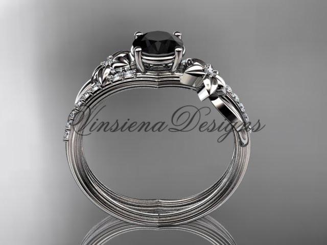 Platinum diamond wedding band, engagement ring, Enhanced Black Diamond ADLR331