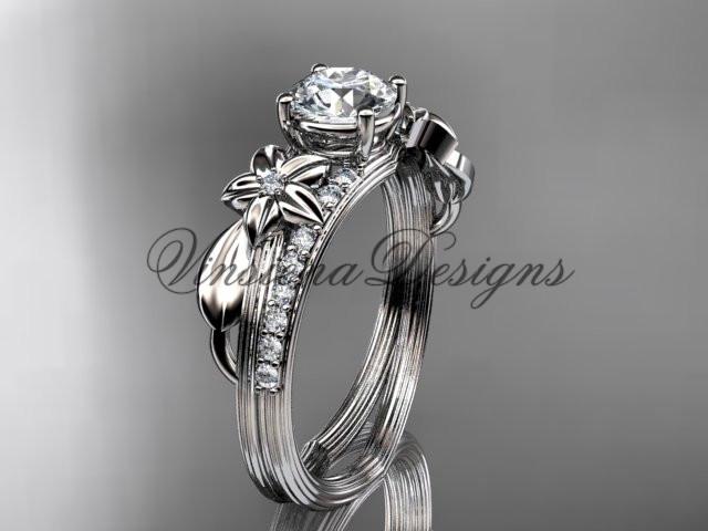 Platinum diamond engagement ring "Forever One" Moissanite ADLR331
