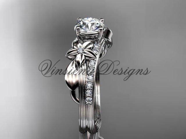 Platinum diamond engagement ring "Forever One" Moissanite ADLR331